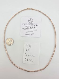 14k rose gold 22" prism cut franco