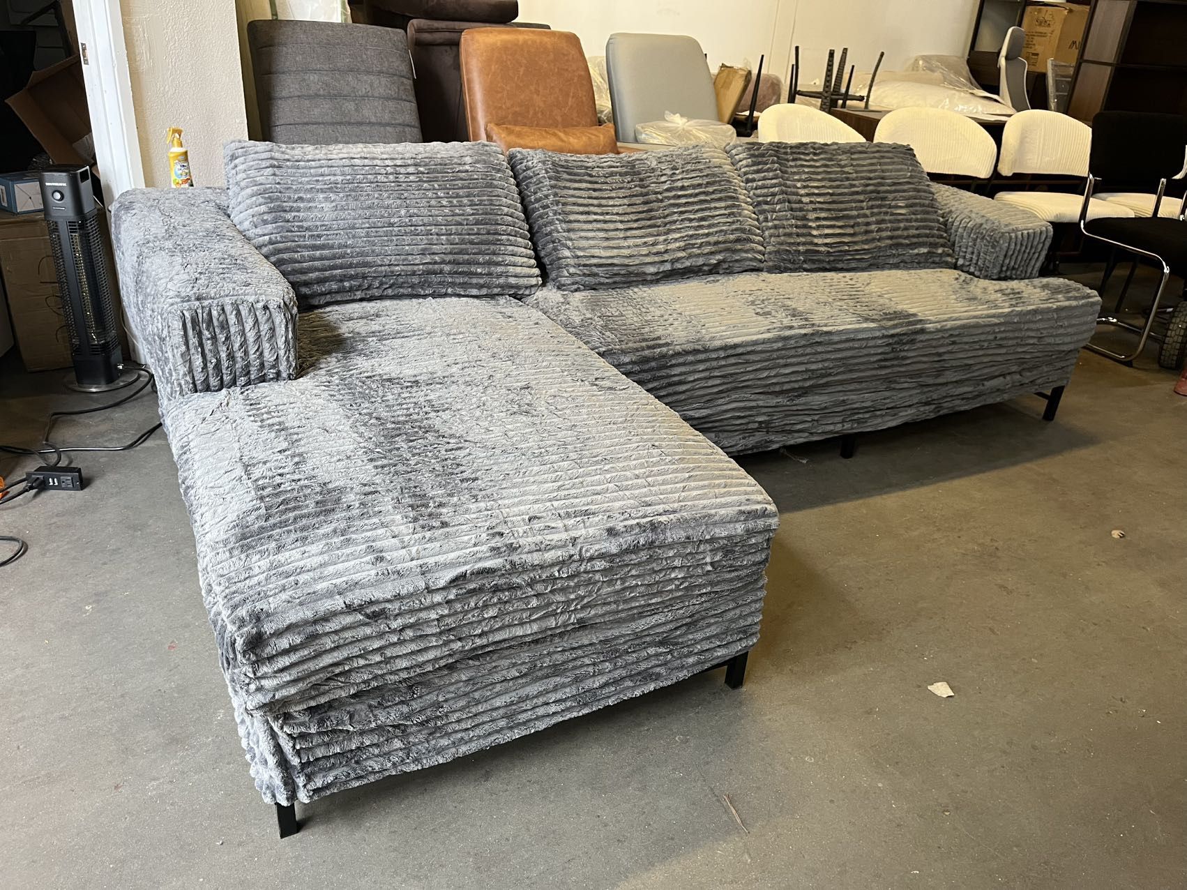 105" Sectional Couches for Living Room with L-Shape Couch Deep Seat Sectional Couch with Chaise,Gray