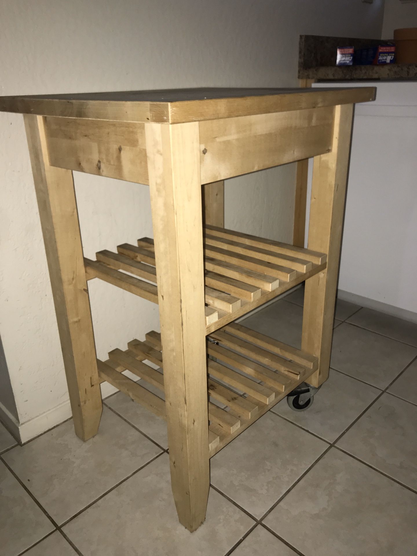 Wood mobile kitchen island