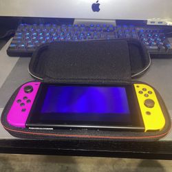Nintendo Switch Console w/ Neon Joy-Cons + Case + Super Smash Bros. Ultimate – Works Great! 