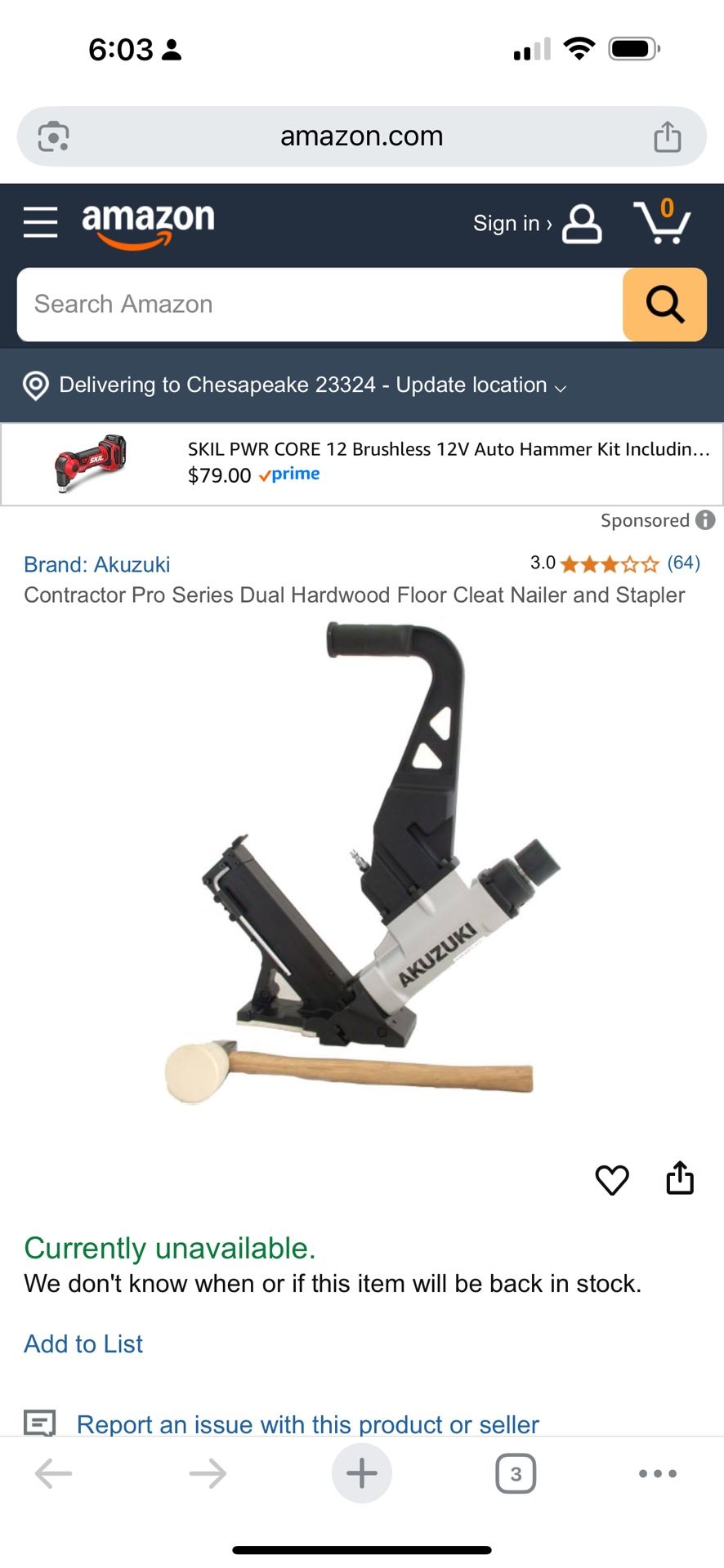 AKUZUKI Model X-799 Pro Floor Nailer