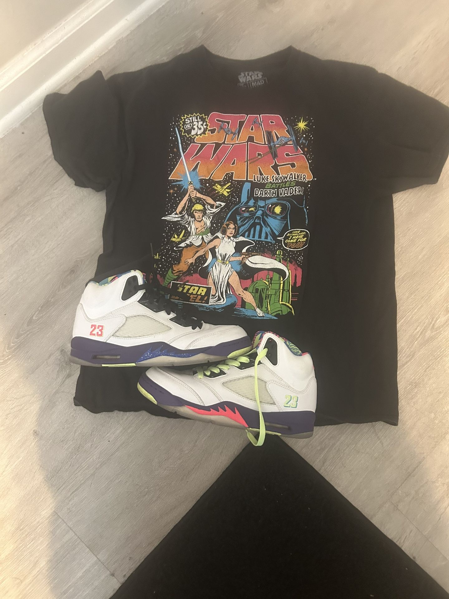 Jordan 5 Bel Air Size 8 Women And Matching Star Wars Shirt