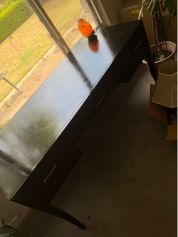 Dark wood desk