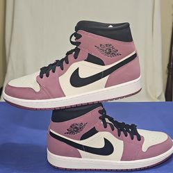 Jordan Air Jordan 1 Retro Pink Black White DC7267-500 Leather Sneaker Size # 11.5M