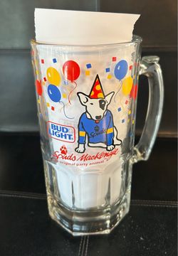 1987 Bud Light Spuds MacKenzie Glass Beer Mug