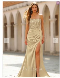 Prom Dress: JJ's House Vasileia Size 8 Champagne Color