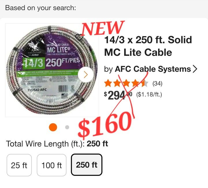  250' Conductor Armored Cable