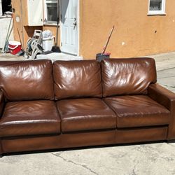 Pottery Barn Turner Square Arm Leather Sofa - 7 Ft