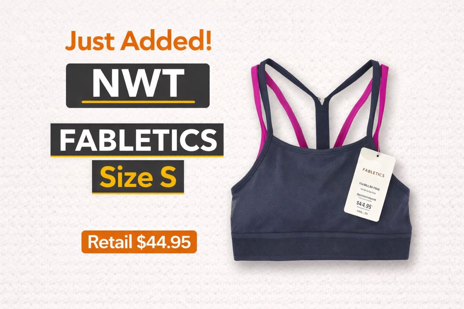 Fabletics Poppy Fab Seamless Sports Bra Women’s Size S Black Pink Strappy NWT