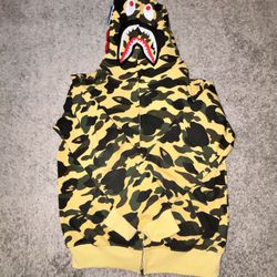 BAPE 1st Camo Shark Full Zip Hoodie Yellow