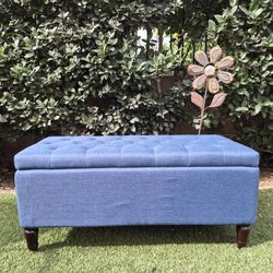 38 Inch Upholstered Storage Bench Color: Denise Blue 