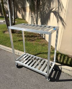 NEW 48" All Welded Aluminum 2 Shelf Cart on Wheels New Age Industrial 1022TBM5CLPP #4084
