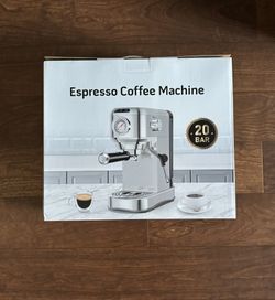 Espresso Machine 20 Bar Stainless Steel Coffee Maker with Steam Milk Frother & 34oz Tank