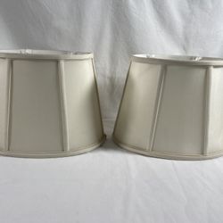 Pair of Rare Oval Drum Bell Lampshade Lamp Shade #170524