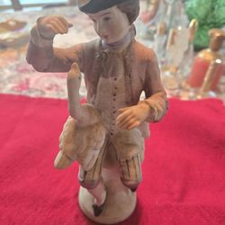 Vintage Boy  Figurine With Goose