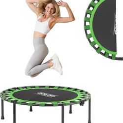 Brandnew  38”Fitness Trampoline for Adult, Max Load 400/450 LBS Foldable Mini Trampoline with Durable Bungees, Small Rebounder Exercise Trampoline for