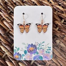 New Pretty Monarch Butterfly Dangle Earrings (1.25” long x 7/8” wide) (Version K)