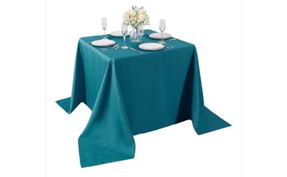 4 pack Square Tablecloth 90x90 inch Washable Polyester Turquoise