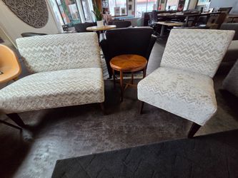 Grey chevron chair and love seat