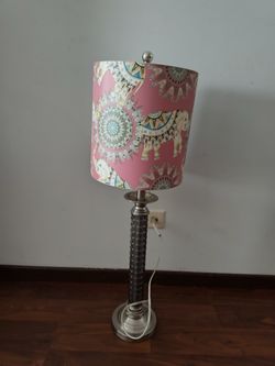 Tall Table Lamp with Elephant Print Shade