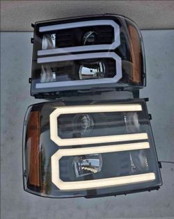 07-13 Gmc Sierra LED DRL Projector Headlights Luces Focos Micas Faros Faroles Headlamps