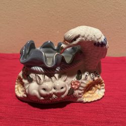 Decorative Ceramic Eagle and Rabbit Figurine