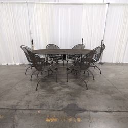 Black Metal Mesh Patio Dining Set with Umbrella Hole