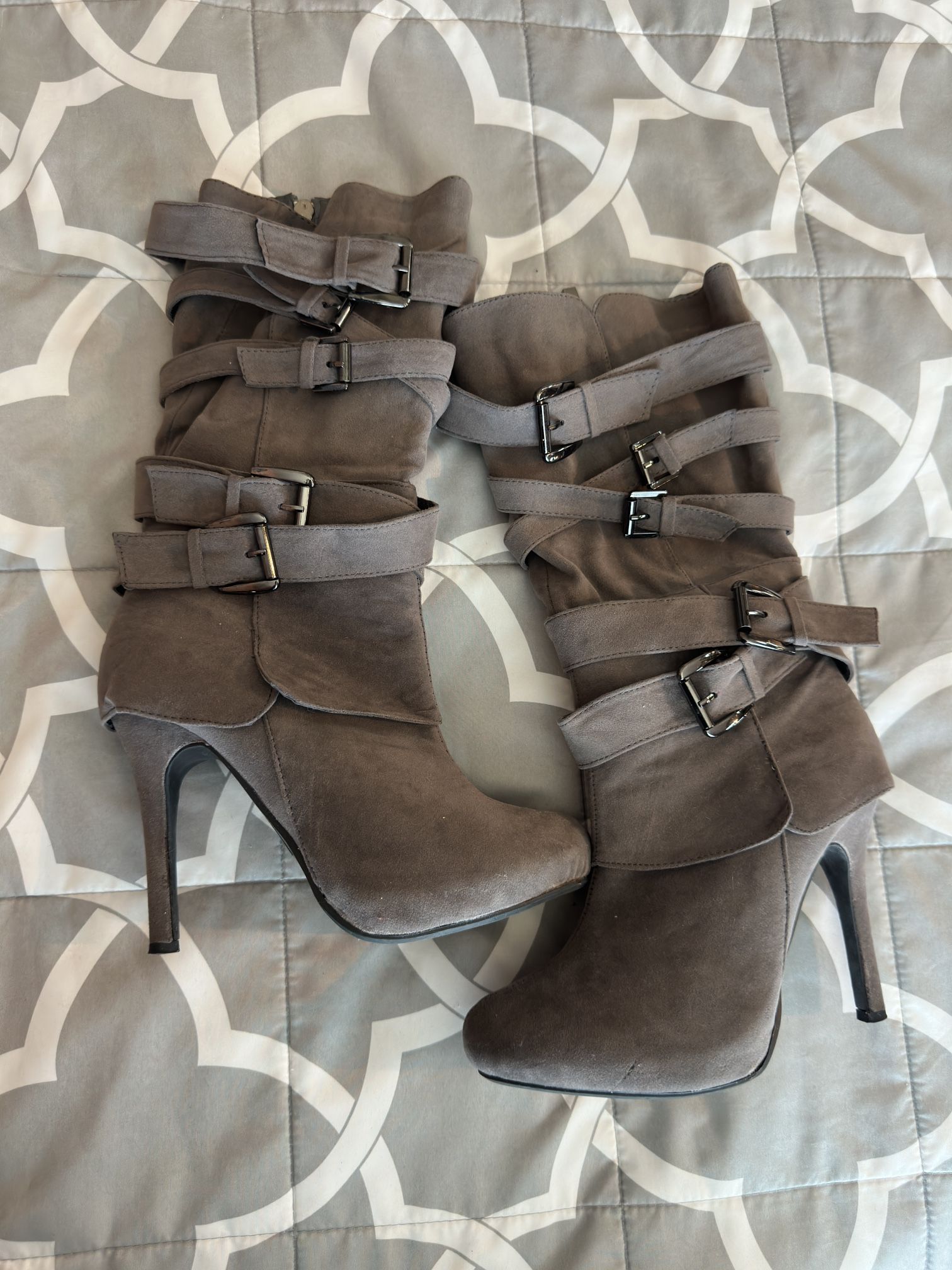 Grey Heeled Boots