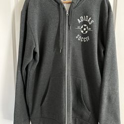 Charcoal Gray Adidas Soccer Zip-up Hoodie XL