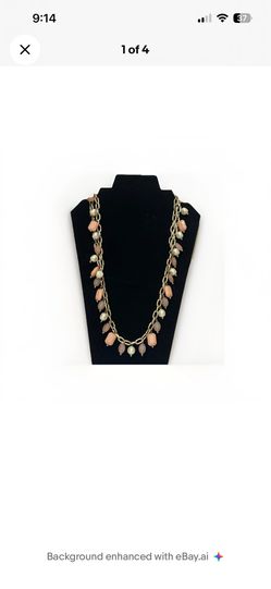 Vintage 1990’s Y2K Gold Tone Faux Pearl, Pink & Peach Beaded Statement Necklace