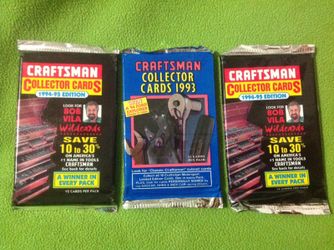 Lot of 3 sealed packs craftsman collector cards year 1993 , 1994-1995