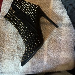  Gold Rivets Ankle Boots