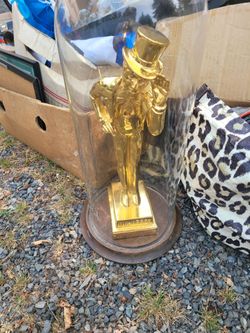 I.W. Harper Bourbon Gold Figurine Under Glass Dome