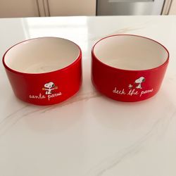 Rae Dunn Christmas dog bowls