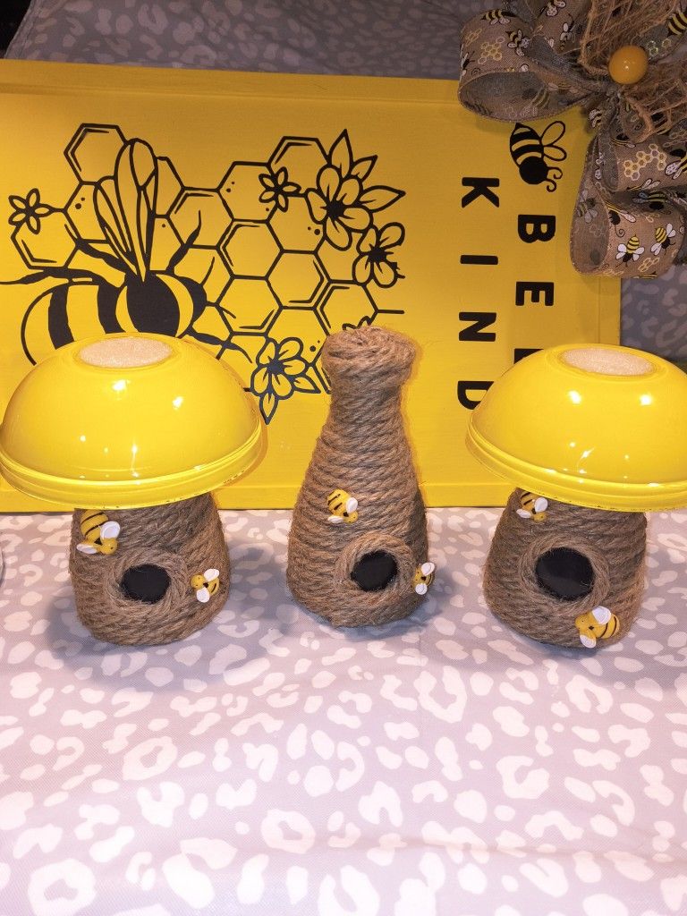 Custom Bee Set Big Wood Sign, Glass Cutting Board,Mushrooms And bee Hive NEW