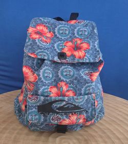Vintage Quicksilver blue floral and sun print canvas rucksack backpack