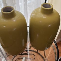 Two Olive Green Vases