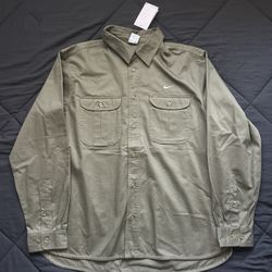 Nike Sb Olive Green Long Sleeve Button Up 