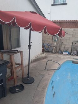 Red table awning