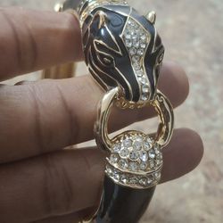 Panther Hinged Bangle Bracelet 