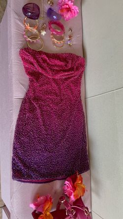 OH POLLY PINK PURPLE EMBELLISHED DRESS