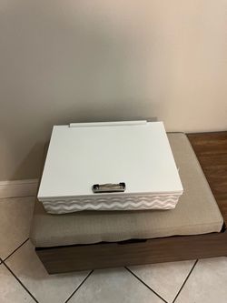 New White Lap Desk with Storage and Clipboard
