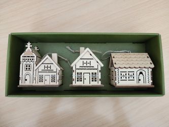 Crate and Barrel Wooden House Ornaments