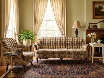 Vintage Sofa & Armchair Set - Classic Floral Style