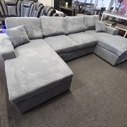 Brand New Doble Chaise Sectional Corduroy Dark Grey 120 X 60 $519
