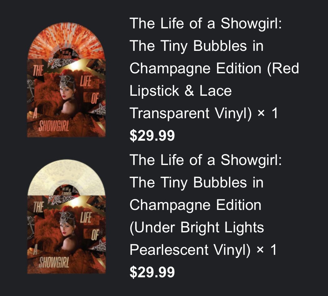 The Life of a Showgirl: The Tiny Bubbles in Champagne Edition (Red Lipstick & Lace Transparent Vinyl) & The Life of a Showgirl: The Tiny Bubbles in Ch
