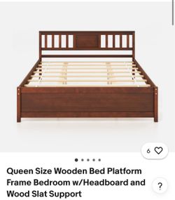 Queen Size Wooden Bed With Headboard