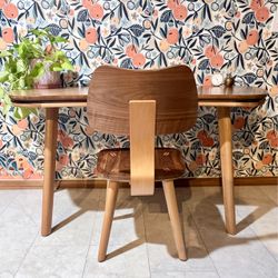 Mid Century Walnut Desk & Matching Chair Set – Solid Alder with Walnut Finish (Whittier Wood)