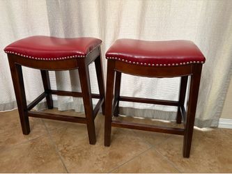 Red bar stools Length 18 inches height 24 and 12 wide
