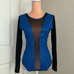 Blue & Black Mesh Bodysuit